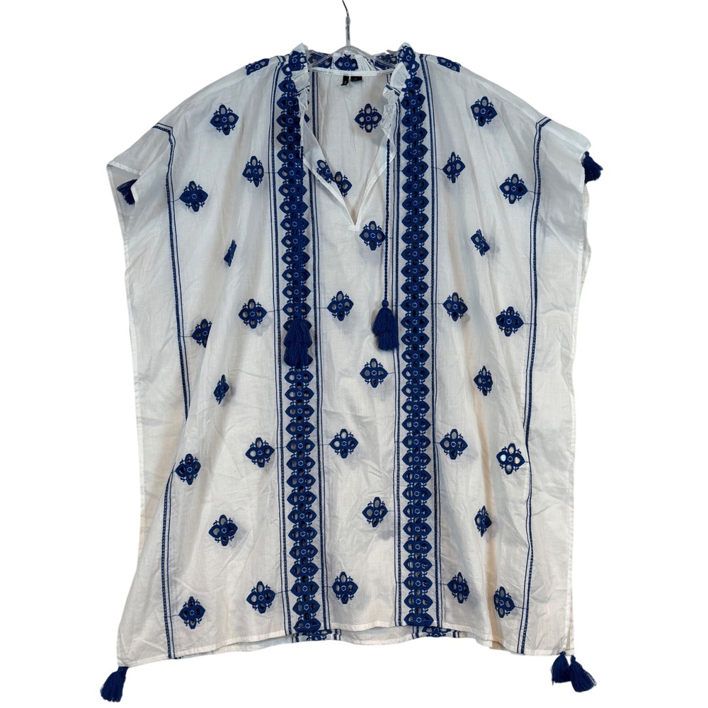 J.Crew Embroidered‎ Kaftan Top Swim Cover Up Bohemian Beachwear Summer Coastal L